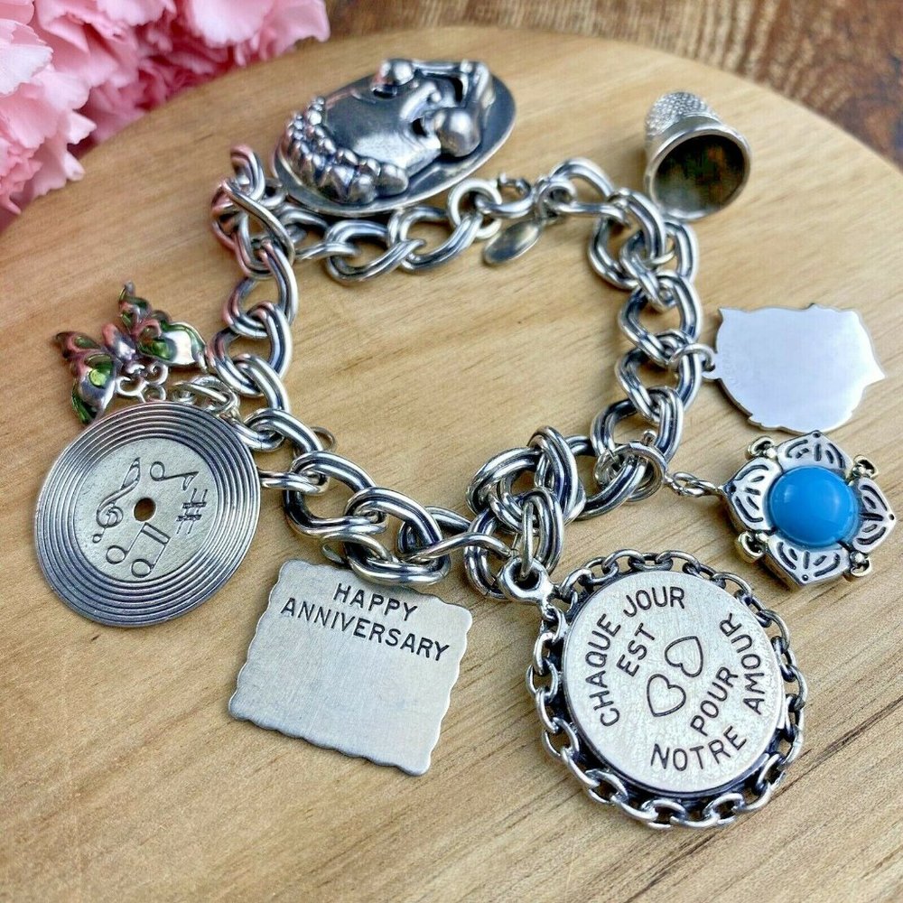 Vintage Danecraft Sterling Silver Charm Bracelet